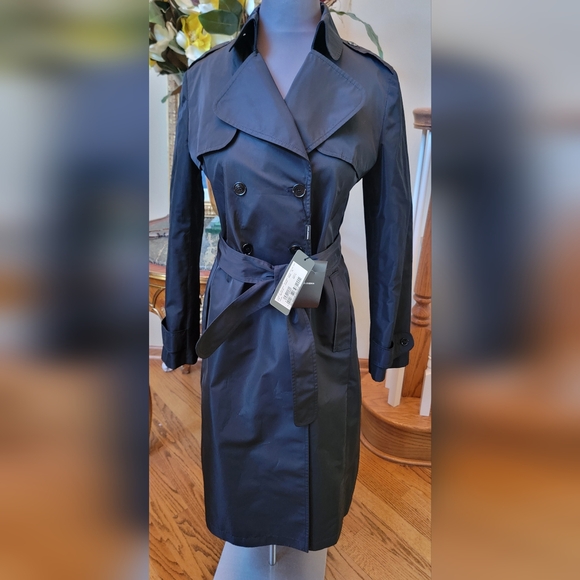 NWT DOLCE & GABBANA BLACK BELTED DOUBLE BREASTED TRENCH COAT 46 10 - Picture 12 of 12